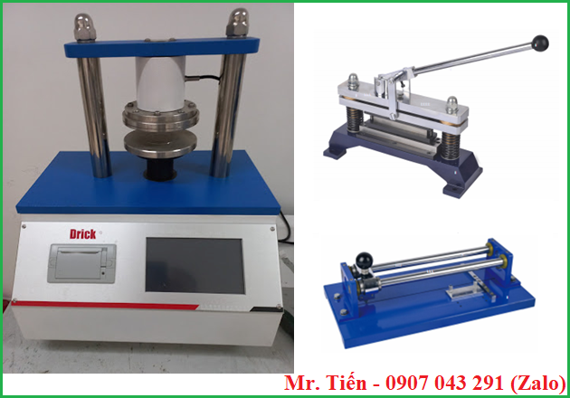 Máy đo lực nén vòng, nén cạnh giấy và dụng cụ cắt mẫu hãng Drick