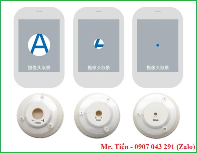 Máy DS-220 CHN có nhiều khẩu độ và tích hợp Camera quan sát vùng đo mẫu